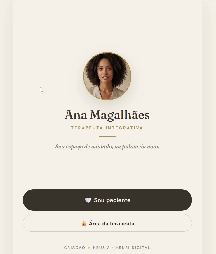 Capa do aplicativo Acolhe com o retrato e o nome da terapeuta