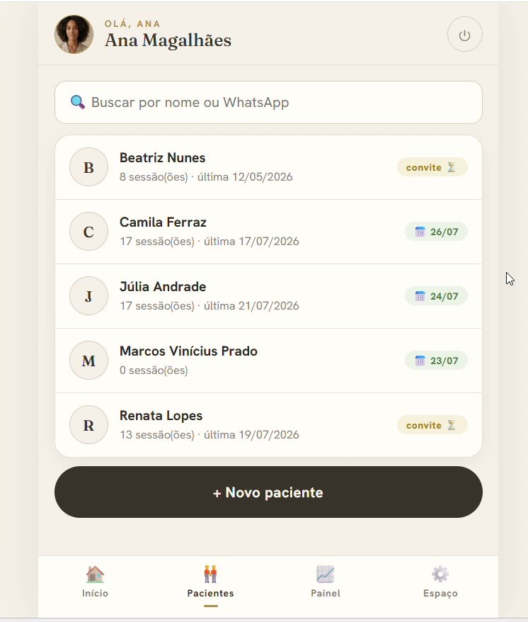 Lista de clientes no Acolhe