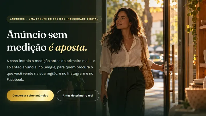 A página de Anúncios