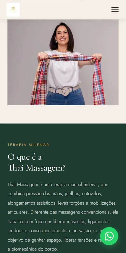 Site de Thai Massagem Bauru aberto no celular
